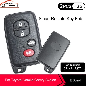 KEYECU Black Smart Remote Car Key 4 Button Fob 312 / 314.3 / 315 / 433 Mhz do Toyota Corolla Avalon HYQ14AAB P/N:271451-3370