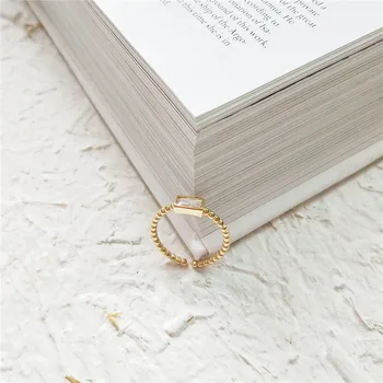 DAIWUJAN minimalistyczny prostokątny ZirconTwist złote pierścienie elegancki 925 srebro próby otwarte pierścień dla kobiet dziewczyna partia palec biżuteria