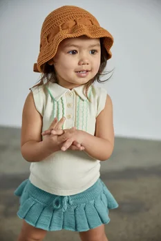 Dla Dzieci Swetry 2020 M&F Brand New Spring Summer Girls Kint Wydrążony Wysokiej Jakości Sweter Bez Rękawów Child Baby Cotton Outwear Tops