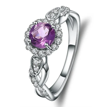Gem balet 0.82 Ct naturalny Ametyst gem rocznika pierścienie dla kobiet pierścień 925 srebro biżuteria