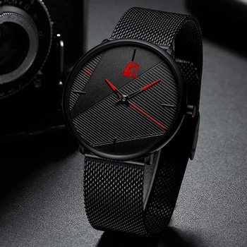 2020 minimalistyczne męskie mody zegarek Simple Men Business ultra-cienki siatkowy pas ze stali nierdzewnej zegarek kwarcowy relogio masculino