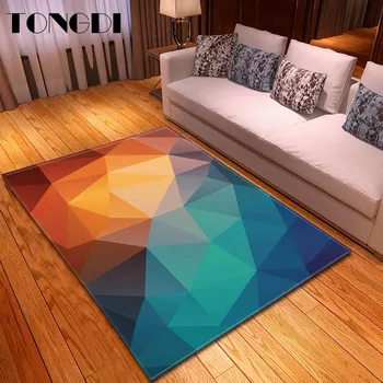TONGDI Modern Carpet Anti-skid Elegant Artistic 3D Steric Printing Mat Soft Rug Luxury Decor For Home Parlour LivingRoom Bedroom