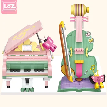 Nowy 2020 loz małe bloki na skrzypce fortepian dziewczyna chłopiec dziewczyna prezent dla przyjaciółki dzieci lego zabawki prezenty