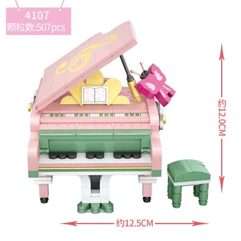 Nowy 2020 loz małe bloki na skrzypce fortepian dziewczyna chłopiec dziewczyna prezent dla przyjaciółki dzieci lego zabawki prezenty