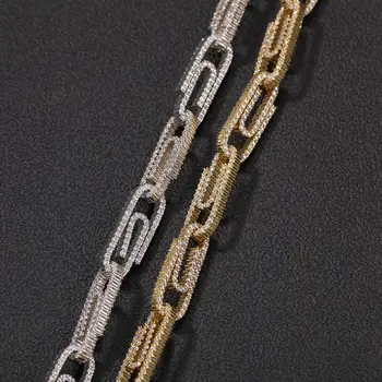 Bling KING nowy styl 10,5 mm Spinacz bransoletka miedziana łańcuch Cyrkon zawieszenia punk biżuteria hurtowych
