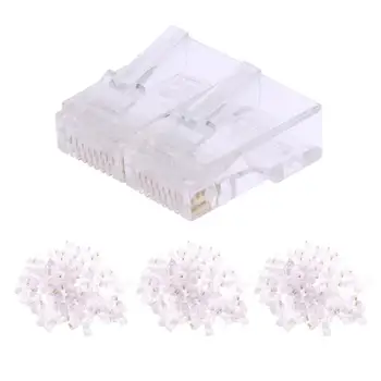Sieciowy Kryształ modułowy wtyk kabel gniazda zasilacza 100 szt./lot RJ45 8pin modułowy wtyk 8P8C dla kabla Cat5, Cat5e, Cat6
