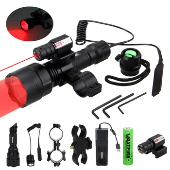 Taktyczny zielony/czerwony/biały latarka zestaw myśliwski Latarka +laser punktowy celownik celownik+ akumulator 18650 +mocowanie przełącznika ciśnienia+ładowarka USB