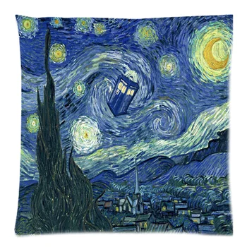 TARDIS Doktora Kto &Vincent Van Gogh Work_Starry noc dwie strony druku bawełna pościel rzucić poszewki&pokrowce 17.7