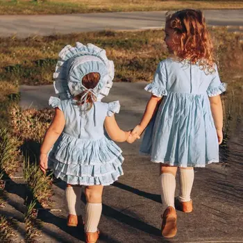 US Little/Big Sister Girl Short Sleeve Flower Romper Dress Matching Set Outfit