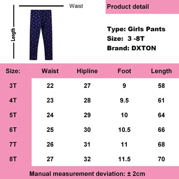 DXTON Girls Leggings zimowe dziecięce spodnie dla dziewczynek Star Printed Cotton Toddler Skinny Pencil Causal Children Pants Clothes 3-8Y