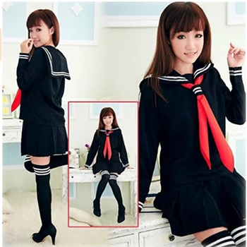 Klasyczne japońskie szkolne dziewczyny матросское sukienka koszula mundury Anime cosplay kostiumy z zestawem Skarpetek