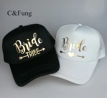 C&Fung Bride Tribe Bachelorette Snapback Trucker Hat Cap Team Bride gold letters Arrow bride to be bride tribe czapki z daszkiem
