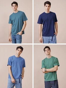 SIMWOOD 2021 lato Nowy 250 g tkanina bawełniana koszulka mężczyźni wysokiej jakości kolorem spadek rękaw luźny t-shirt oversize bluzki
