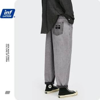 Inflacja męskie stretch temat Fit jeans spodnie męskie prać hip-hop spodnie jeansowe szare męskie spodnie jeans meble 3238 W