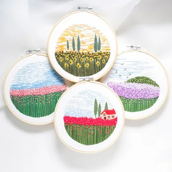 Easy DIY Wzór printed Flower Embroidery Kit for Beginner robótki ręczne haft szycie Sztuka rzemiosło malarstwo wystrój domu