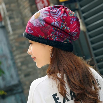 Dziewczyna szalik i ciepłe damskie Skullies czapka marki mody Jesień Zima vintage design podwójnego przeznaczenia kapelusze dla pań