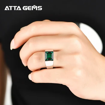 Szmaragdowe pierścień 925 srebro biżuteria srebrna 4,8-karatowe złoto w kwadracie 10 mm stworzony szmaragdowo zielony kolor o wysokiej jakości dla mężczyzn