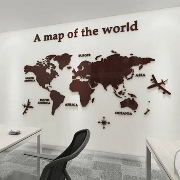 Typ europejski mapa świata 3D akrylowe, naklejki na ściany Kryształowe lustro naklejki dla biura sofa telewizor tło ściany dekoracyjne naklejki