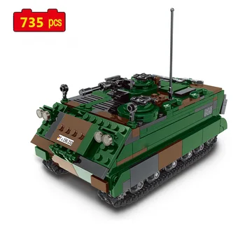 Wojskowa seria transporter opancerzony M113 policjant myśliwiec Oddział żołnierzy DIY model klocki cegły zabawki prezenty