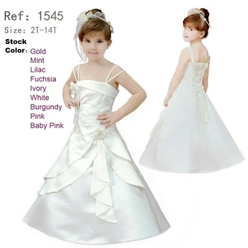 Darmowa wysyłka 2T-14T dziewczyna sukienka haft Satyna zroszony koral kwiat dziewczyna sukienki na wesela duży rozmiar dla dzieci, suknie wieczorowe