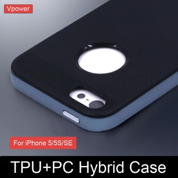 Dla iPhone 5S iPhone SE Case Vpower Luxury Ultra Slim Armor TPU+PC hybrydowe etui dla telefonów z Capa do Apple iPhone 5 5S Se tylne pokrywy