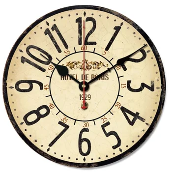 14-Calowe Zegar Ścienny Retro Drewniany Nowoczesny Design Vintage, Duże Rozmiary Zegarki Biuro, Kawiarnia, Pokój Dzienny Wystrój Domu Ścienne Artystyczne Zegarek