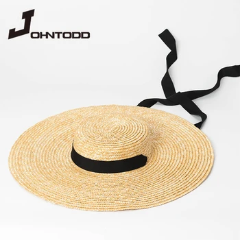 Nowa letnia roleta plaża kapelusz elegancka i naturalna 15 cm duży słomkowy kapelusz z szerokim rondem Kentucky Derby damskie kapelusz taśma dziewczyna czapka cebula