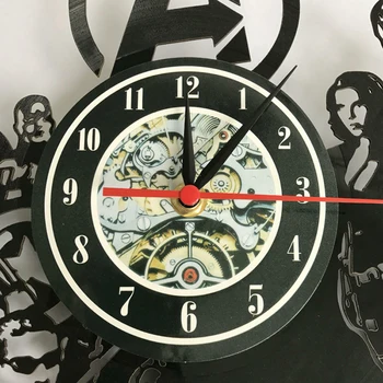Kuchnia płyta Winylowa zegar ścienny nowoczesny design nóż i widelec zegar czasu z 7 kolorami Cahnge 3D zegar ścienny Home Decor