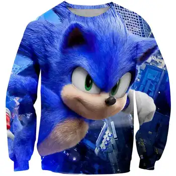 Moda 3D Sonic the Hedgehog drukowany chłopcy dziewczęta sweter bluza z kapturem dzieci casual kreskówka z długim rękawem bluza top