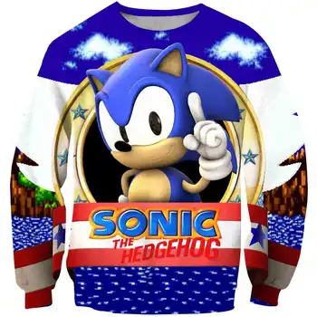 Moda 3D Sonic the Hedgehog drukowany chłopcy dziewczęta sweter bluza z kapturem dzieci casual kreskówka z długim rękawem bluza top