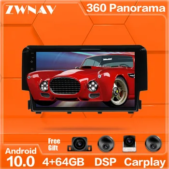 360 kamer Android 10.0 system samochodowy odtwarzacz multimedialny Honda Civic 2016-2018 GPS Navi Radio stereo ekran dotykowy IPS głowicy