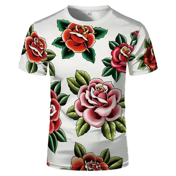 T-shirt 3d mężczyźni kolorowy kwiat bez szwu zwierzęta ptak druku i kobiety wielki dorywczo koszulka