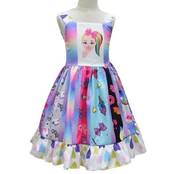 JOJO Siwa dziewczyna chusta sukienka kreskówka Dziecko dziewczyny sukienka Księżniczka A-line sukienka bez rękawów, dziewczyna prezenty kosmicznego