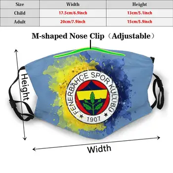 Fenerbahce Stambuł Akwarela Projekt Zabawny Nadruk Wielokrotnego Użytku Pm2.5 Filtr Maska Do Twarzy Fenerbahce Galatasaray Besiktas Stambuł