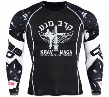 2019 mężczyźni Izrael krav maga koszulki uciskowe koszulki 3D Teen Wolf koszulki z długim rękawem t-shirt fitness mężczyzn MMA koszulki