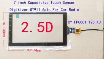 7 cali 174*100 mm czujnik digitizer dla Carplay Car Radio 2.5 D Glass G+G XY-FPC001-120 KD XCGP7.0-094 GT911 6pin