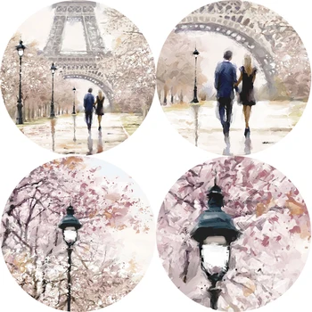 Romantyczny Paryż Wieża Ściany Sztuki Na Płótnie Obrazy Na Ścianie Kochanek W Paryżu Uliczny Krajobraz Sztuka Wydruki Do Salonu Куадрос
