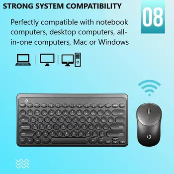 Bezprzewodowa klawiatura i mysz Combo Punk Retro Silent Chocolate Key Ultra-Thin Cute Mini Keyboard Mice Set for Office Laptop PC