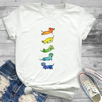 Kobiety kot śmiech uroczy, zabawny nadruk koszulka koszulki t-shirt kreskówka damskie damskie graficzne koszulki t-shirt