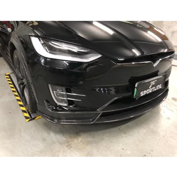 Włókno węglowe przedni zderzak Warga splittery spoiler dla Tesla MODEL X 2016-2018 przedni zderzak Warga spoiler