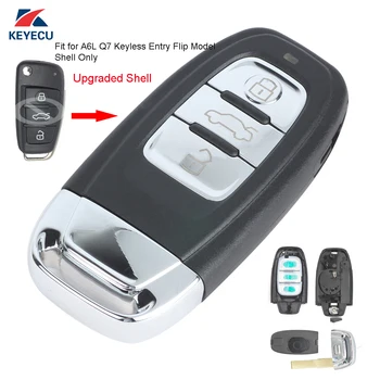 KEYECU wymiana ulepszony Smart Remote Key Shell Case Fob 3 przycisk do Audi A6L Q7 & Keyless-go Flip Model