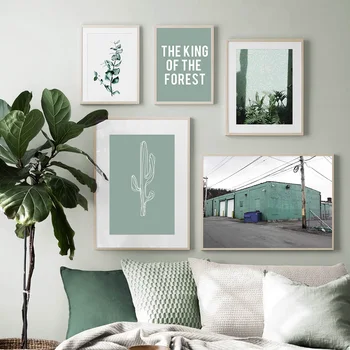 Zielony Liść Kaktusa Okno Abstrakcyjna Forma Skandynawskie Plakaty I Reprodukcje Ścienne Sztuka Płótnie Malarstwo Ścienne Obrazy Do Wystroju Salonu