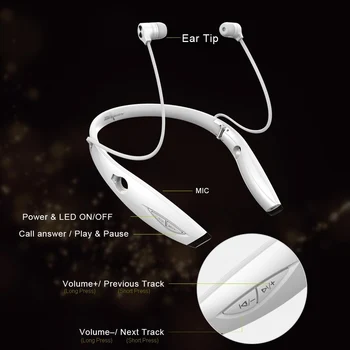 H1 Składany Pasek Na Szyję Słuchawki Bluetooth Chowane Wodoodporne Słuchawki Sportowe Do Ćwiczeń Bezprzewodowe Słuchawki Stereo Z Mikrofonem