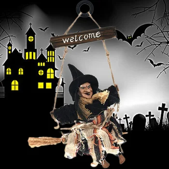Halloween czarownica miotła garnitur powiesić ozdoby Słomkowy miotła kreator akcesoria na Halloween party
