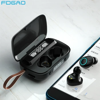 Słuchawki bezprzewodowe TWS Bluetooth 5.1 słuchawki 9D Hifi stereo Sport wodoodporny wyświetlacz led zestaw słuchawkowy słuchawki z mikrofonem ładowarka pudełko