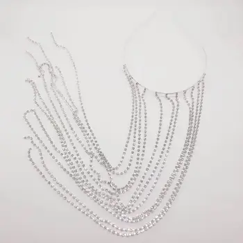 Modny długi pędzelek opaska rhinestone biżuteria nadaje się dla kobiet narzeczonych Kryształ nakrycie głowy o łącznej długości 42 cm