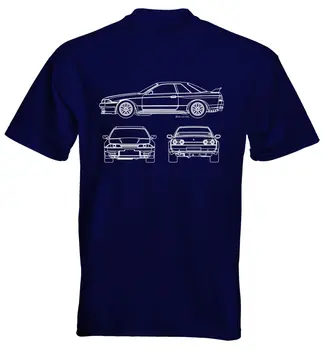 Męska koszulka 2019 najnowsza męska premiowy t-shirt Japan Car Skyline R32 Blueprint Outline Base Shirt