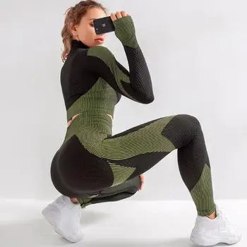 Dres 2szt damska zipper siłownia, joga zestaw koszula+legginsy elastyczne bieganie odzież sportowa fitness jogging Femme treningu odzież