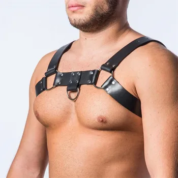 Męska bielizna skórzana uprząż mężczyźni regulowany fetysz gej ubrania sexy ciało chest harness pasek Wielorowkowy punk rave stroje do seksu
