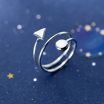 INZATT obecnie стерлинговое srebro próby 925 geometria cały trójkąt pierścień dla modnych kobiet, Urodziny słodkie wykwintne biżuteria akcesoria Prezent